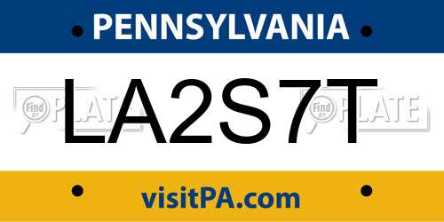 LA2S7T Pennsylvania License Plate