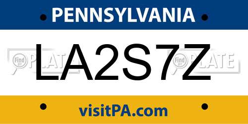 LA2S7Z Pennsylvania License Plate
