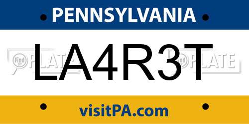 LA4R3T Pennsylvania License Plate