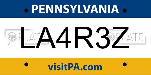 LA4R3Z Pennsylvania License Plate