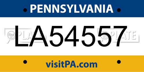 LA54557 Pennsylvania License Plate