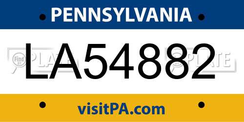 LA54882 Pennsylvania License Plate