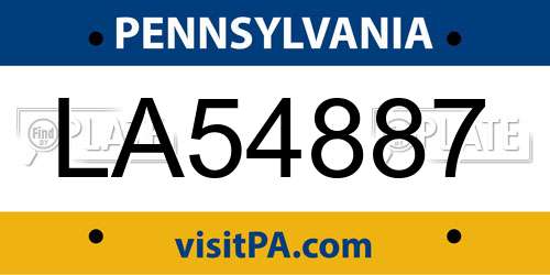LA54887 Pennsylvania License Plate