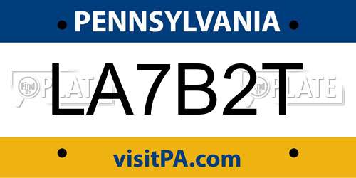LA7B2T Pennsylvania License Plate