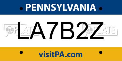 LA7B2Z Pennsylvania License Plate