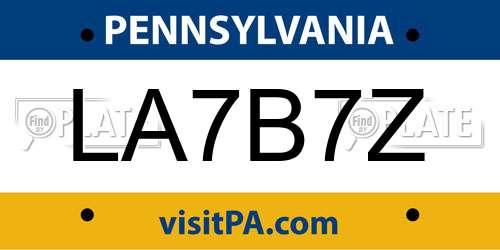 LA7B7Z Pennsylvania License Plate