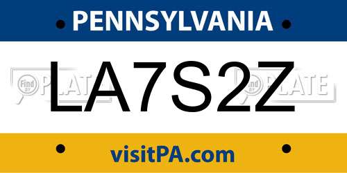 LA7S2Z Pennsylvania License Plate