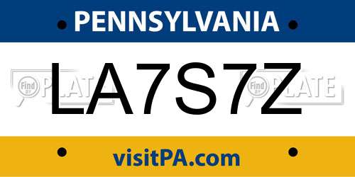 LA7S7Z Pennsylvania License Plate