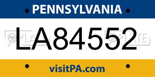 LA84552 Pennsylvania License Plate