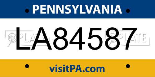 LA84587 Pennsylvania License Plate