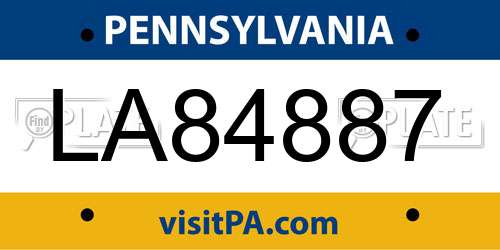 LA84887 Pennsylvania License Plate
