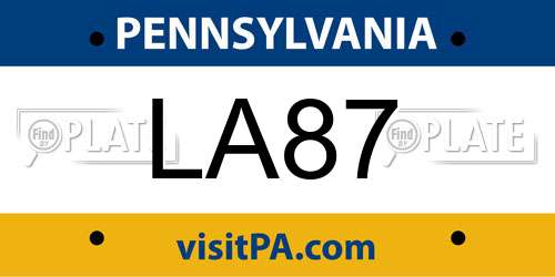 LA87 Pennsylvania License Plate