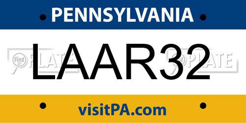LAAR32 Pennsylvania License Plate