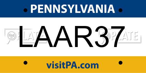 LAAR37 Pennsylvania License Plate