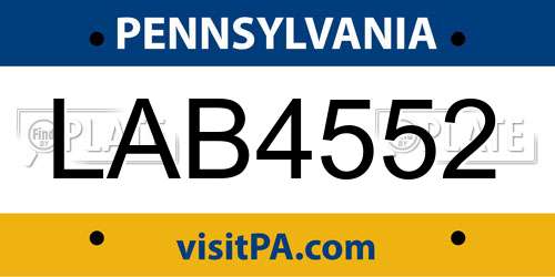 LAB4552 Pennsylvania License Plate