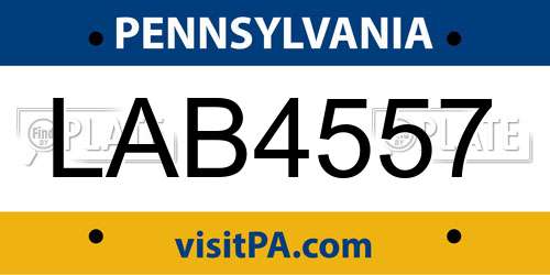LAB4557 Pennsylvania License Plate