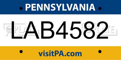 LAB4582 Pennsylvania License Plate