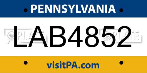 LAB4852 Pennsylvania License Plate