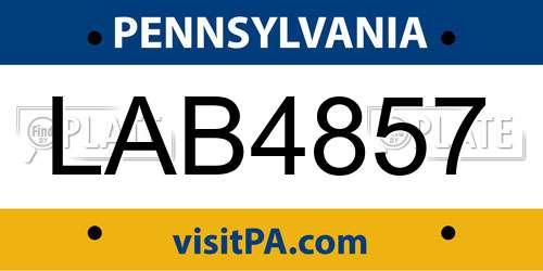 LAB4857 Pennsylvania License Plate