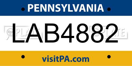 LAB4882 Pennsylvania License Plate