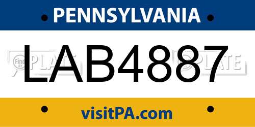 LAB4887 Pennsylvania License Plate