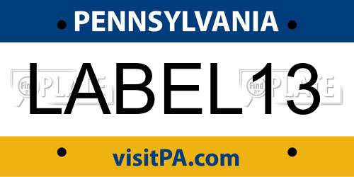 LABEL13 Pennsylvania License Plate