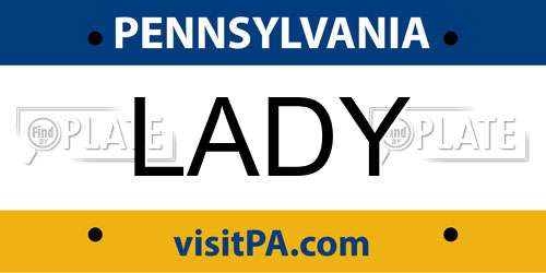 LADY Pennsylvania License Plate