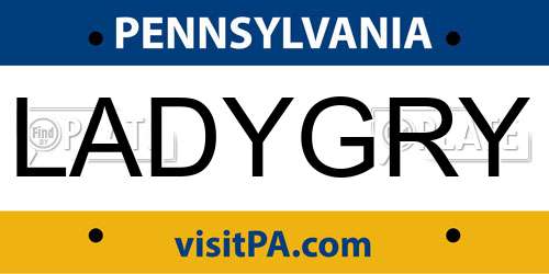 LADYGRY Pennsylvania License Plate
