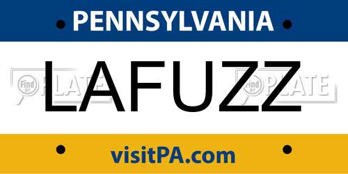 LAFUZZ Pennsylvania License Plate