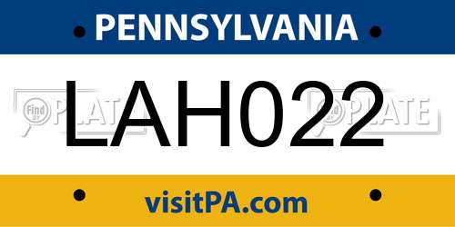 LAH022 Pennsylvania License Plate