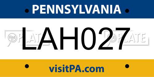 LAH027 Pennsylvania License Plate