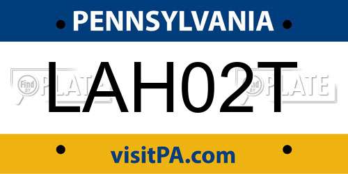 LAH02T Pennsylvania License Plate