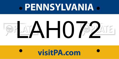 LAH072 Pennsylvania License Plate