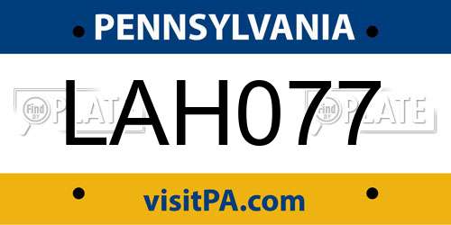 LAH077 Pennsylvania License Plate