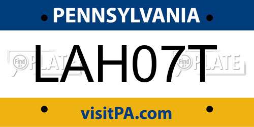 LAH07T Pennsylvania License Plate
