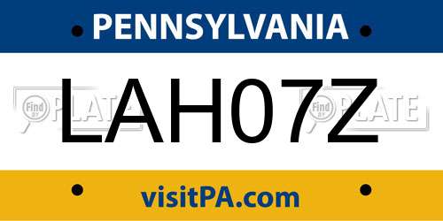 LAH07Z Pennsylvania License Plate