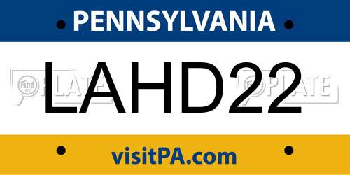 LAHD22 Pennsylvania License Plate