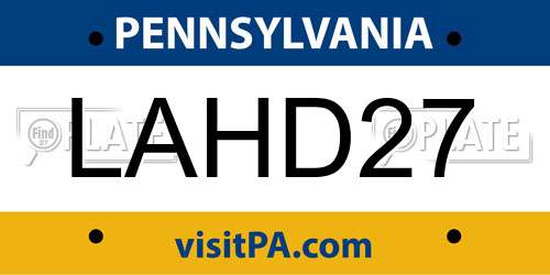 LAHD27 Pennsylvania License Plate