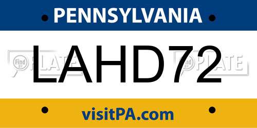 LAHD72 Pennsylvania License Plate