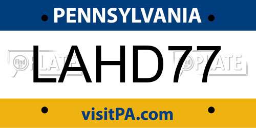 LAHD77 Pennsylvania License Plate