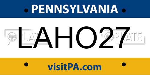 LAHO27 Pennsylvania License Plate