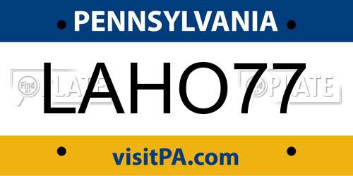 LAHO77 Pennsylvania License Plate