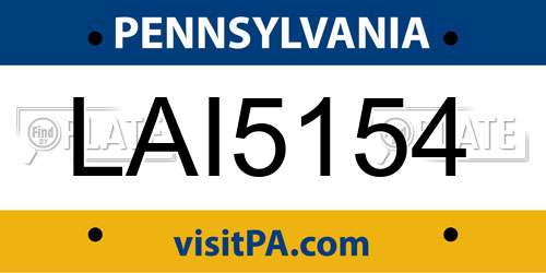 LAI5154 Pennsylvania License Plate