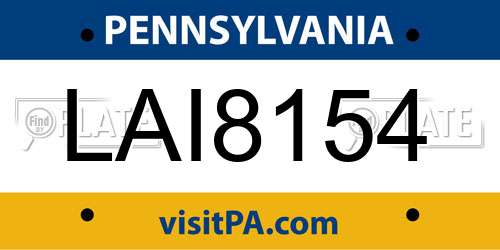 LAI8154 Pennsylvania License Plate