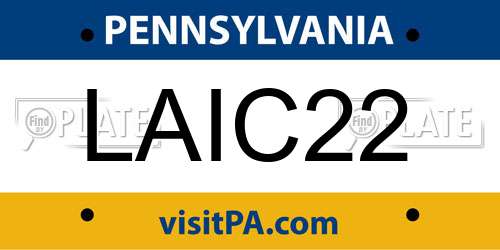 LAIC22 Pennsylvania License Plate