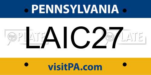 LAIC27 Pennsylvania License Plate