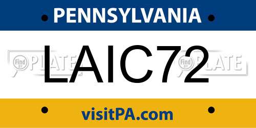 LAIC72 Pennsylvania License Plate