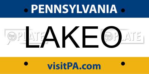 LAKEO Pennsylvania License Plate