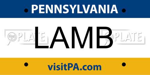 LAMB Pennsylvania License Plate