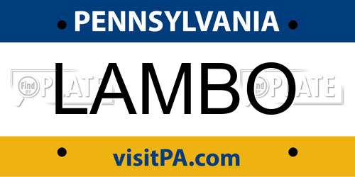 LAMBO Pennsylvania License Plate